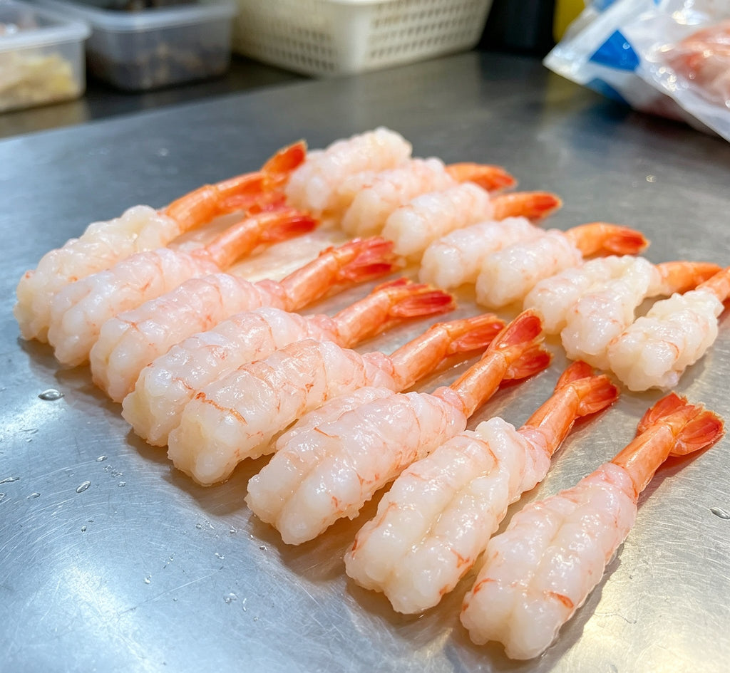 Peeled raw arctic sweet shrimp