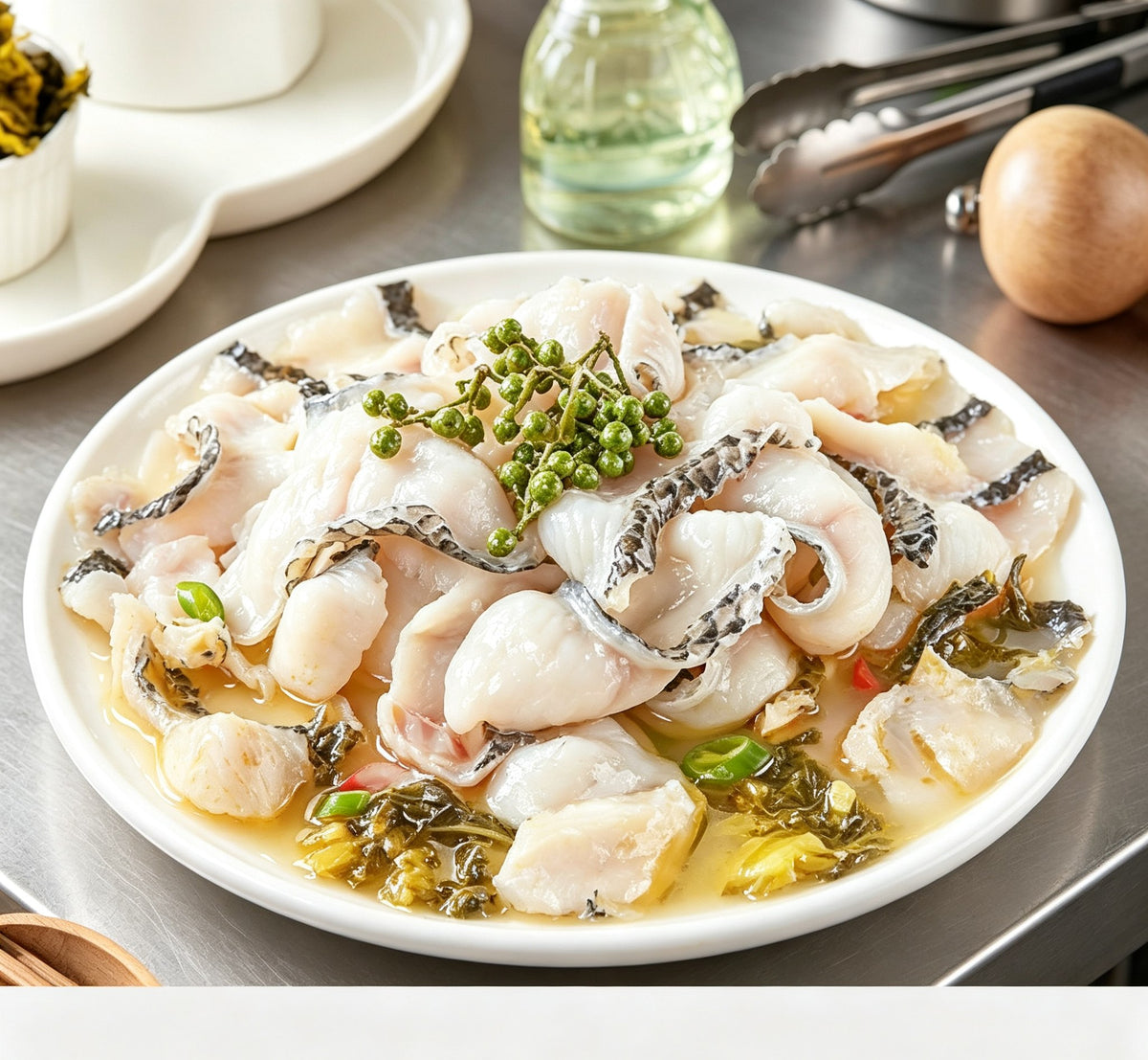 Thin slices of fresh snakehead fish